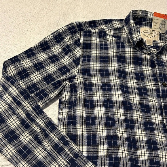 St Johns Bay Shirt Mens Size Large Long Sleeve Black Plaid Button Down - Picture 4 of 16